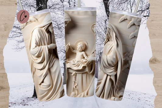 Tumbler - 3D Jesus, Mary, Joseph Nativity -  20 Oz