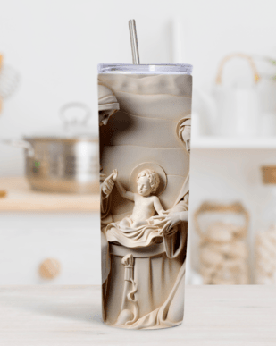Tumbler - 3D Jesus, Mary, Joseph Nativity -  20 Oz
