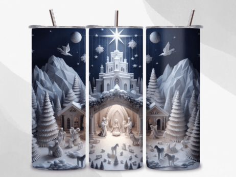 Tumbler - Winter Wonderland Nativity 20 oz Skinny