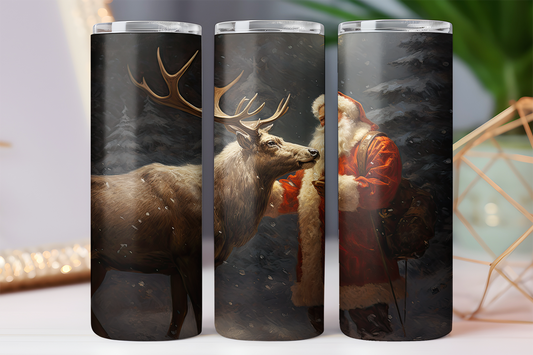 Santa & Reindeer Traditional - 20 Oz Tumbler