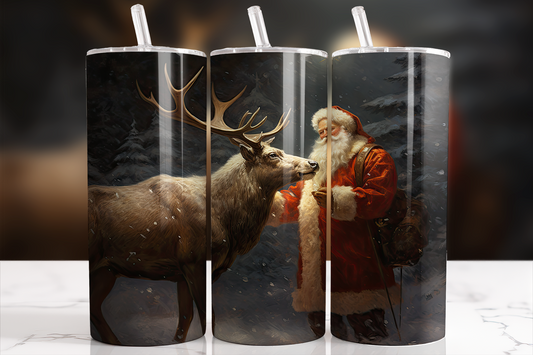 Santa & Reindeer Traditional - 20 Oz Tumbler