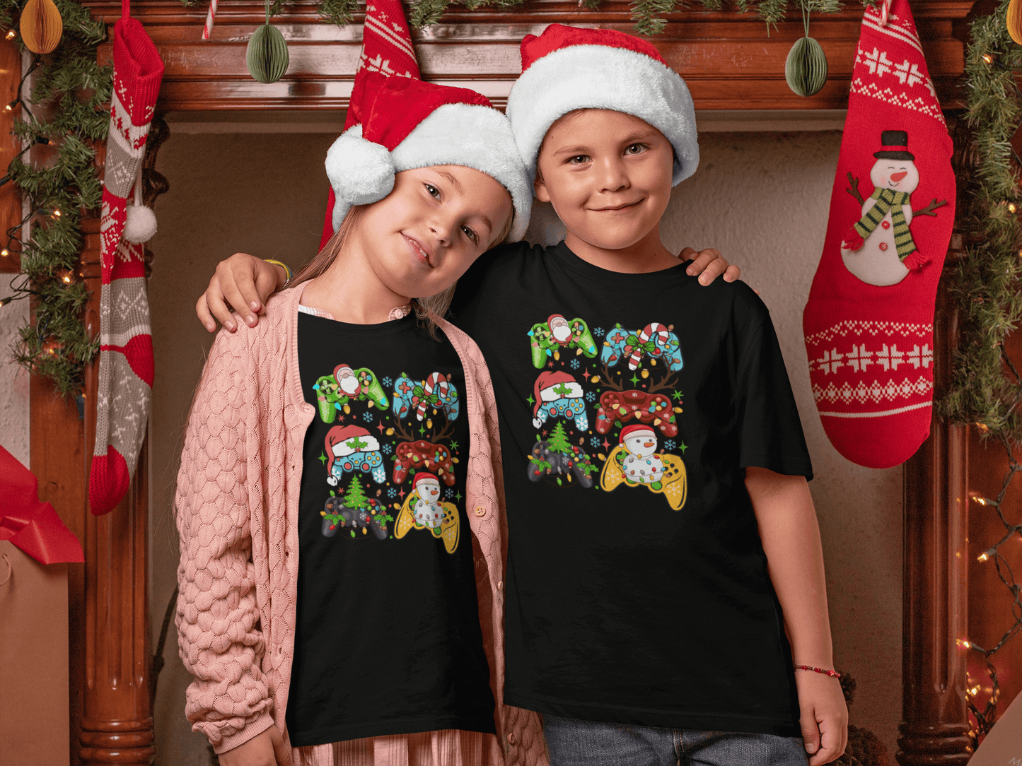 Christmas Game Controllers - Kids T-Shirts