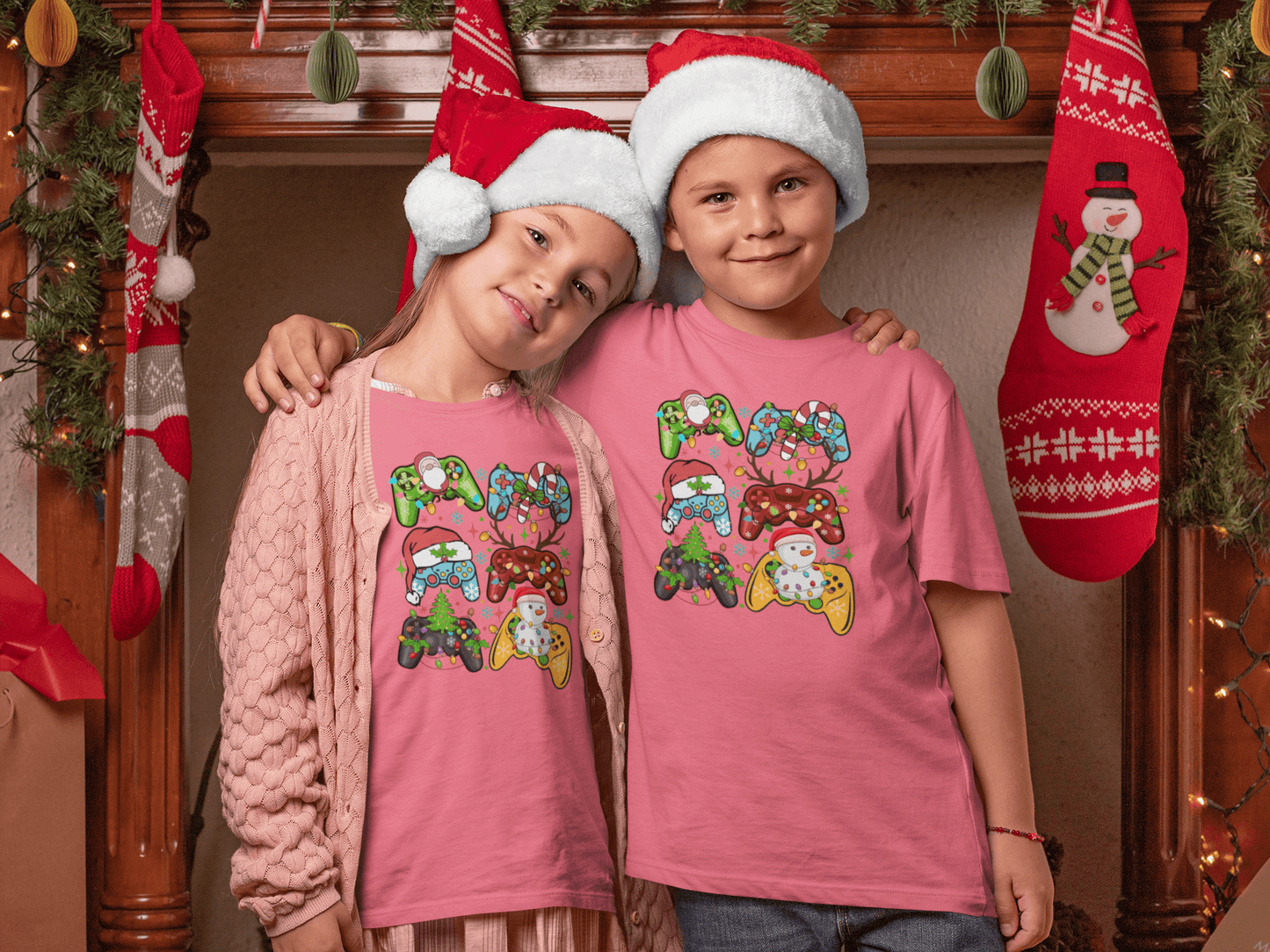 Christmas Game Controllers - Kids T-Shirts