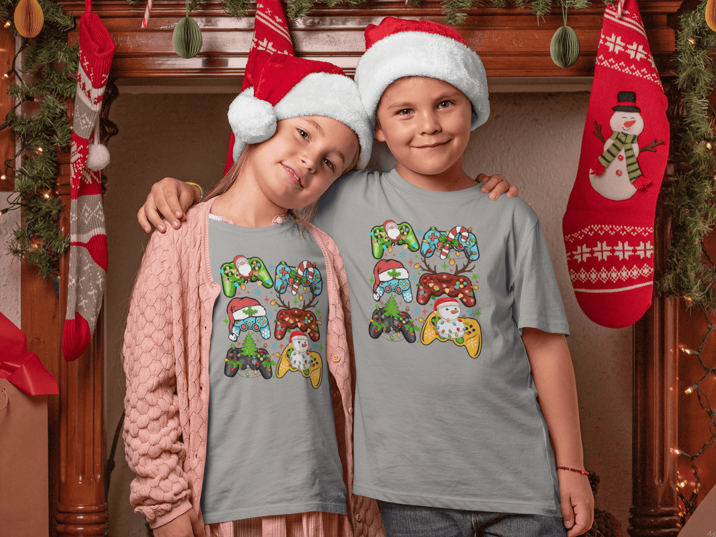 Christmas Game Controllers - Kids T-Shirts