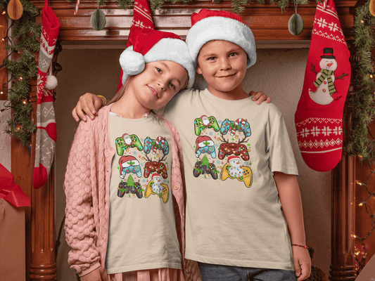 Christmas Game Controllers - Kids T-Shirts