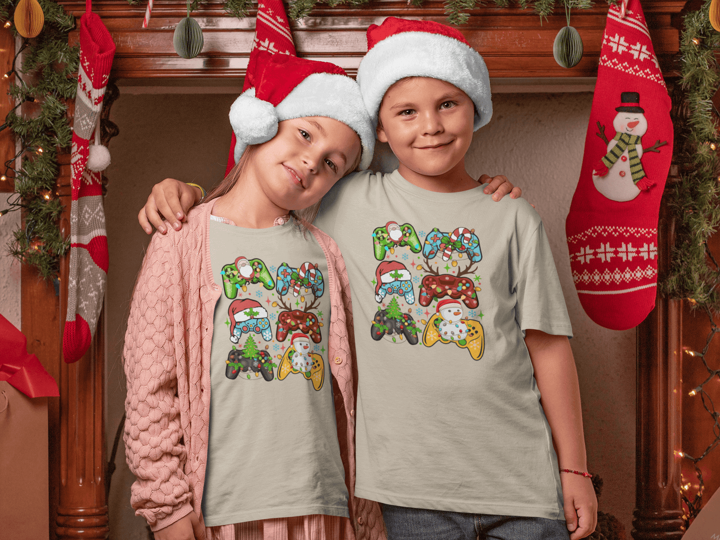 Christmas Game Controllers - Kids T-Shirts