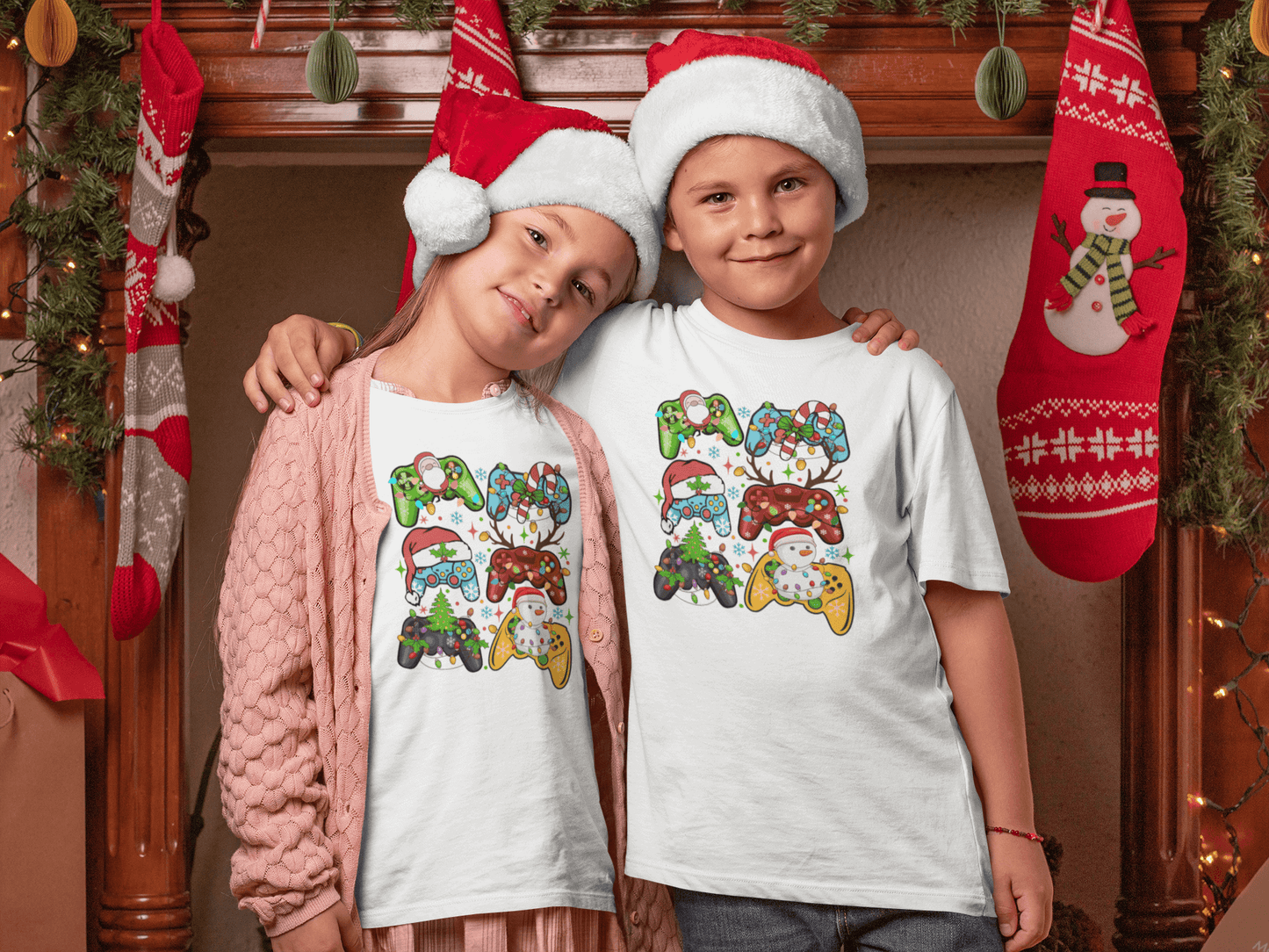 Christmas Game Controllers - Kids T-Shirts