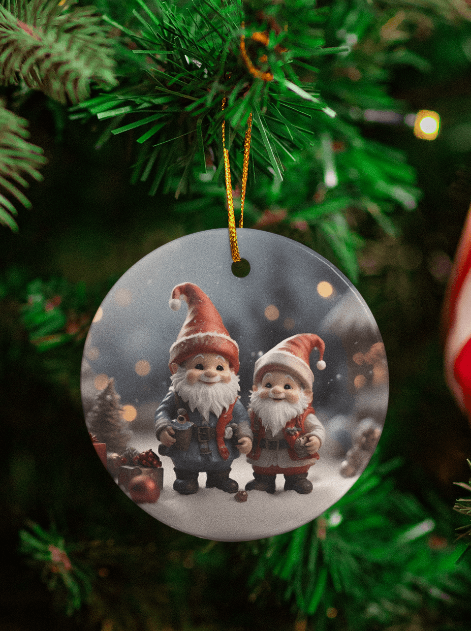 Festive Gnome Friends Ceramic Ornaments (8 designs)
