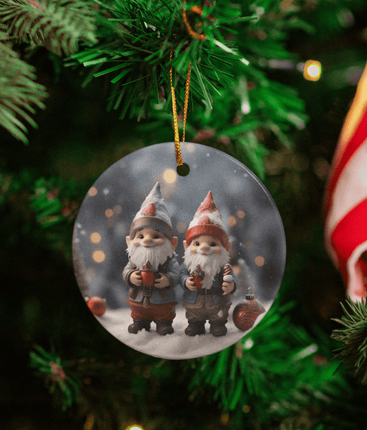 Festive Gnome Friends Ceramic Ornaments (8 designs)