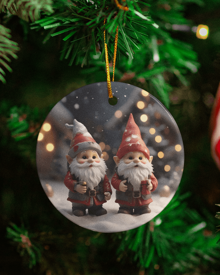 Festive Gnome Friends Ceramic Ornaments (8 designs)
