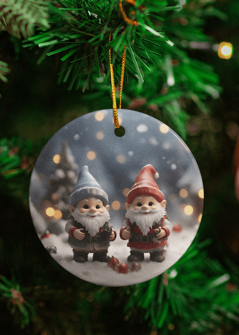 Festive Gnome Friends Ceramic Ornaments (8 designs)