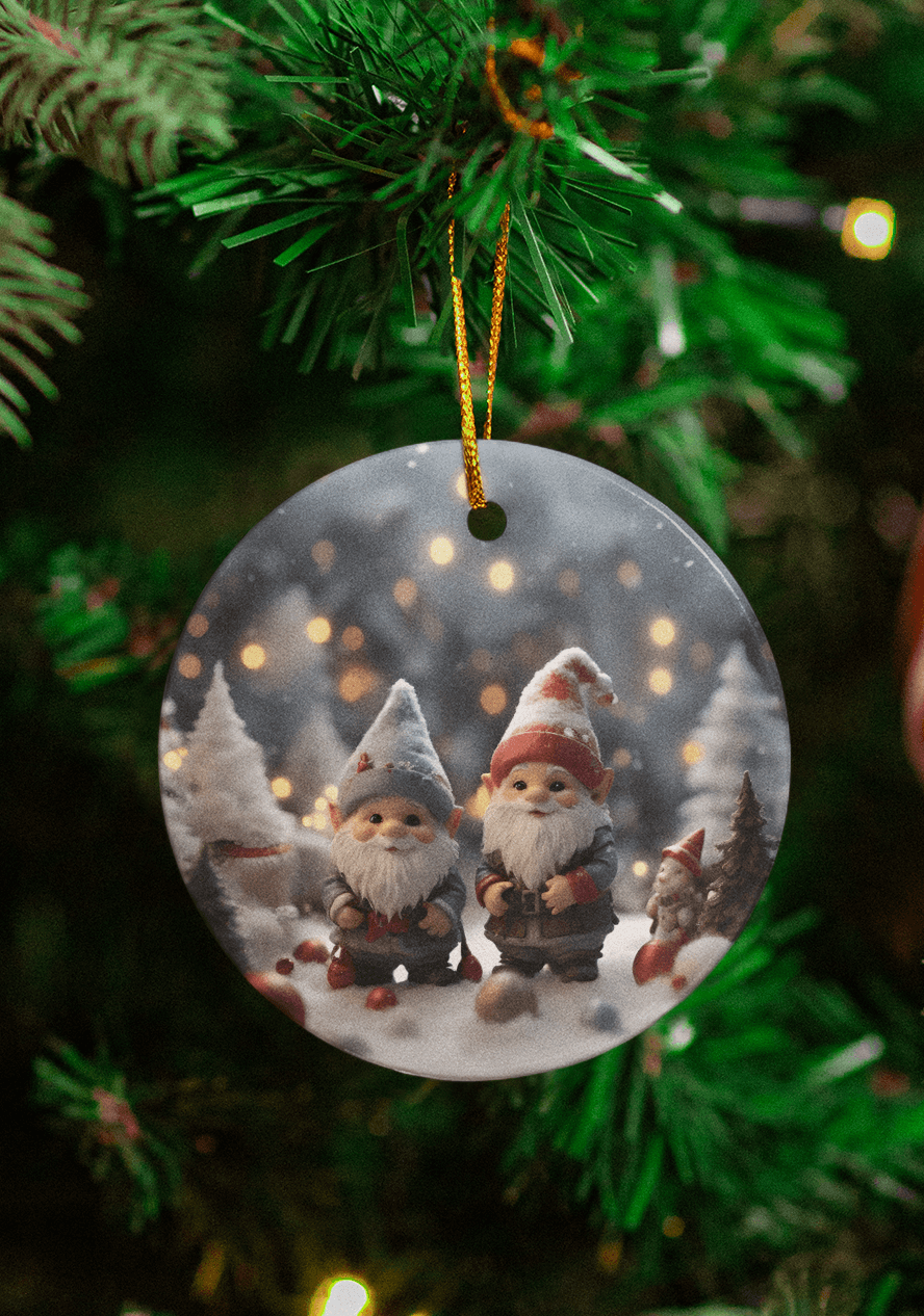 Festive Gnome Friends Ceramic Ornaments (8 designs)