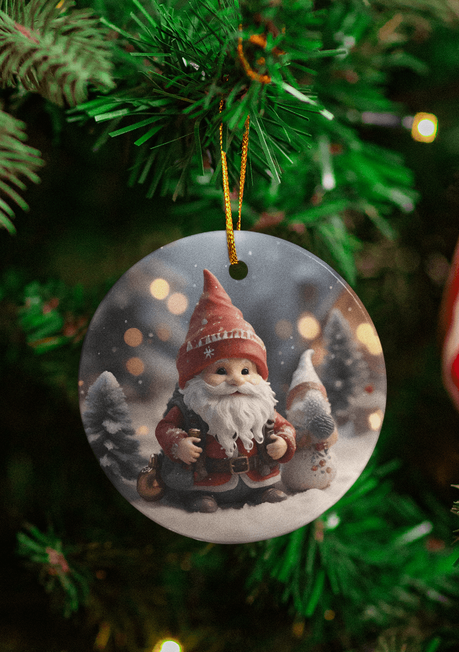 Festive Gnome Friends Ceramic Ornaments (8 designs)