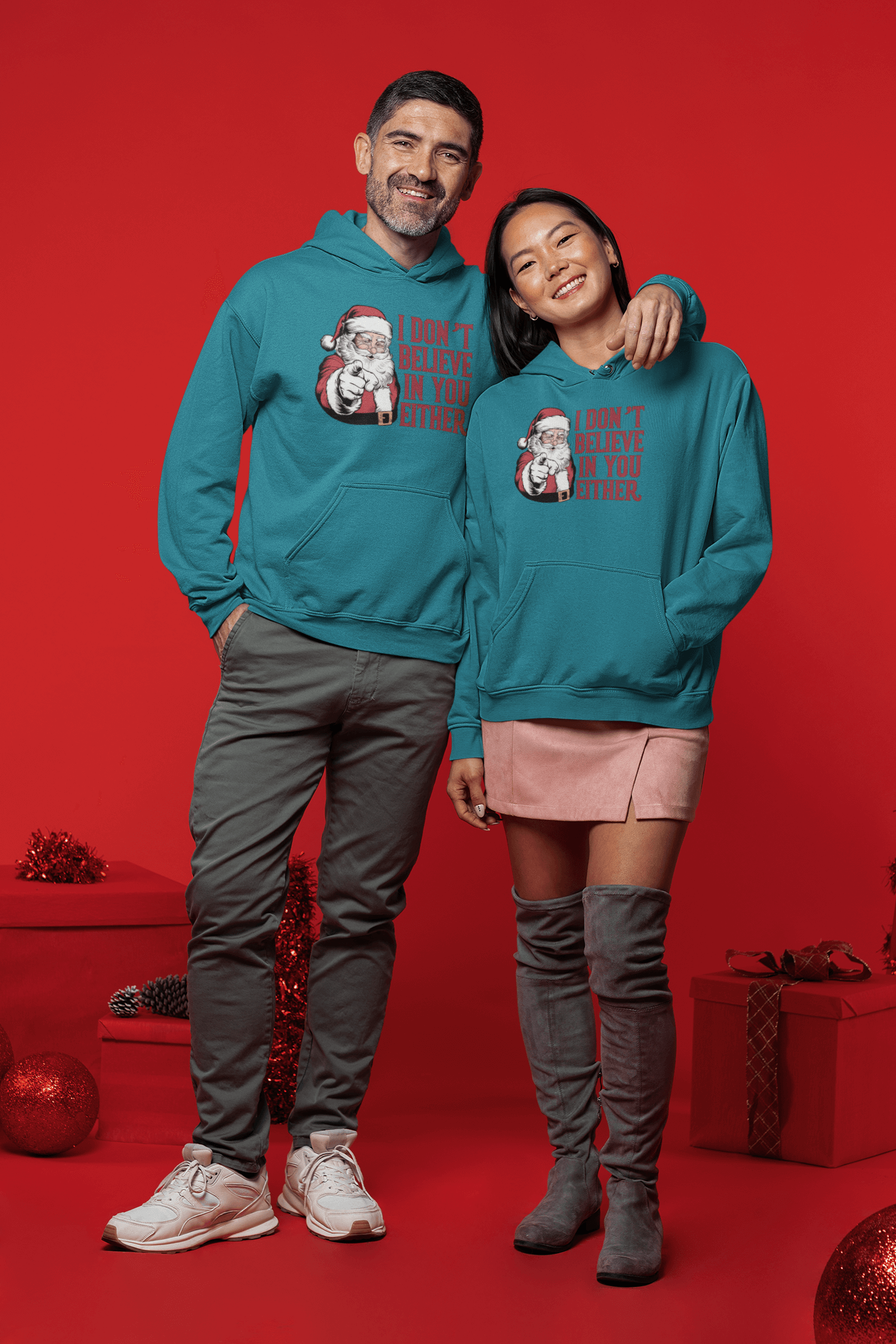 I Don't Believe In You Either Santa Hoodie