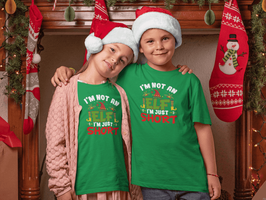 Not an Elf, Just Short  - Kids T-Shirts