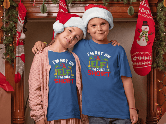 Not an Elf, Just Short  - Kids T-Shirts