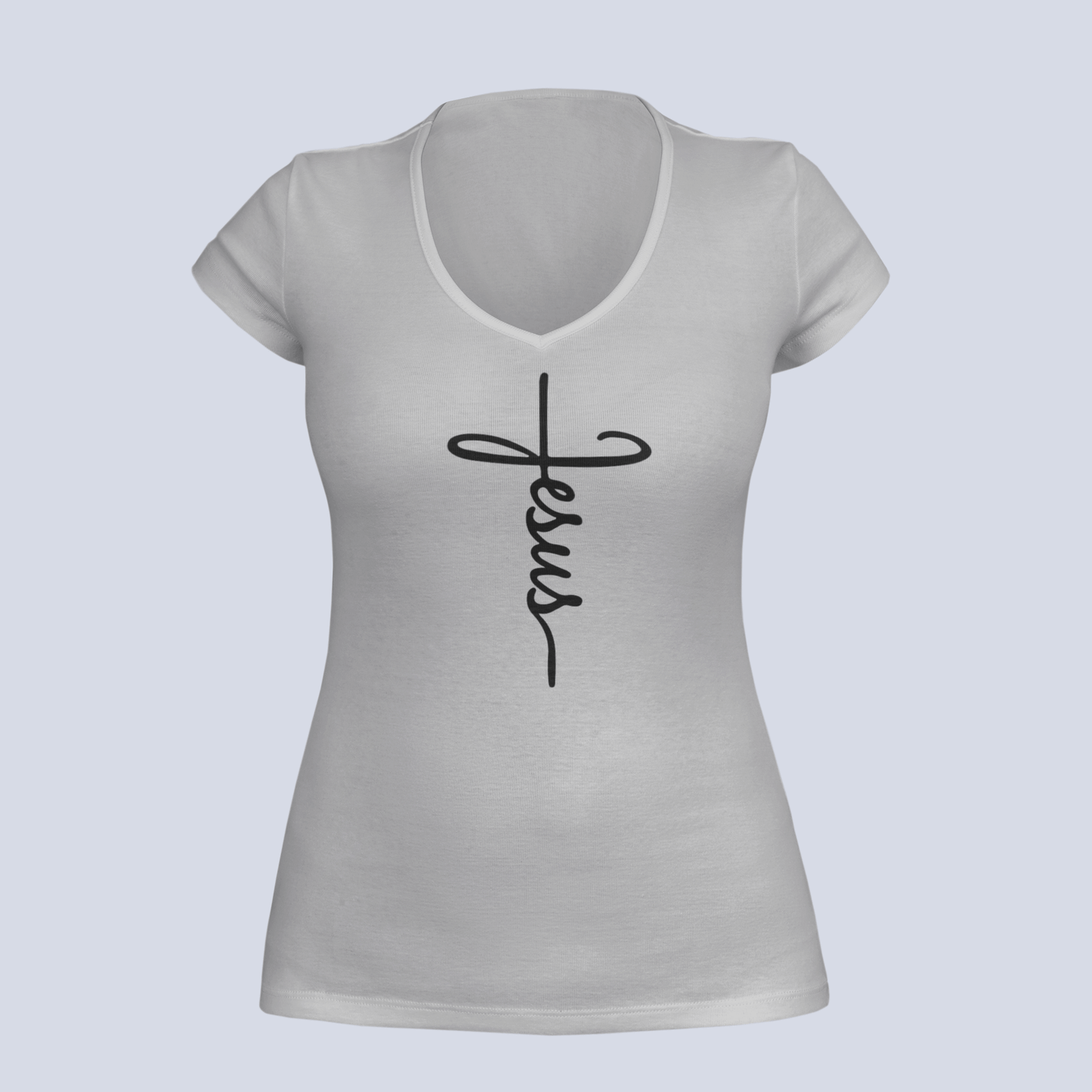Jesus Cross - T-Shirt - Ladies V-Neck