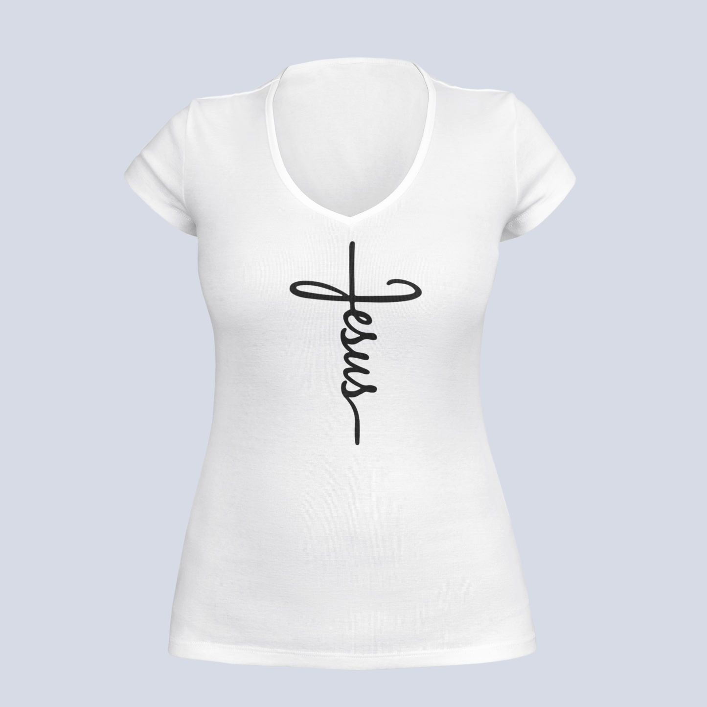 Jesus Cross - T-Shirt - Ladies V-Neck
