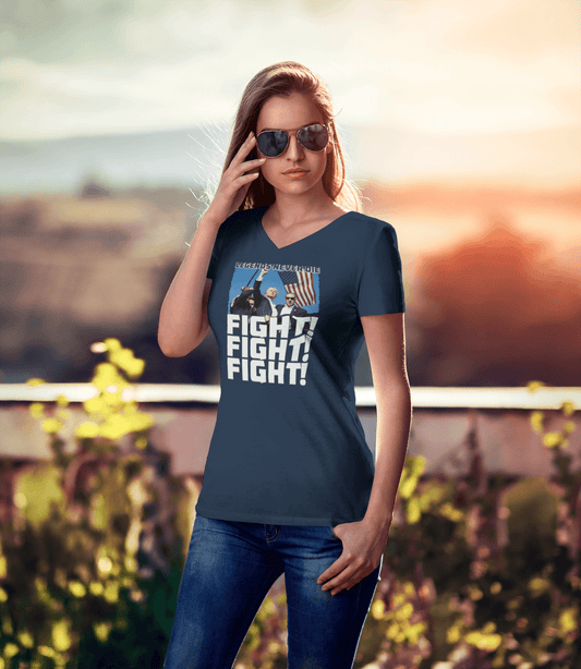 Legends Never Die, FIGHT - Trump Ladies V-Neck
