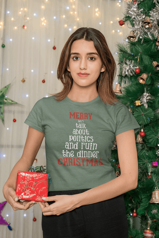 Merry Let's Talk About Politics - Ladies Fitted