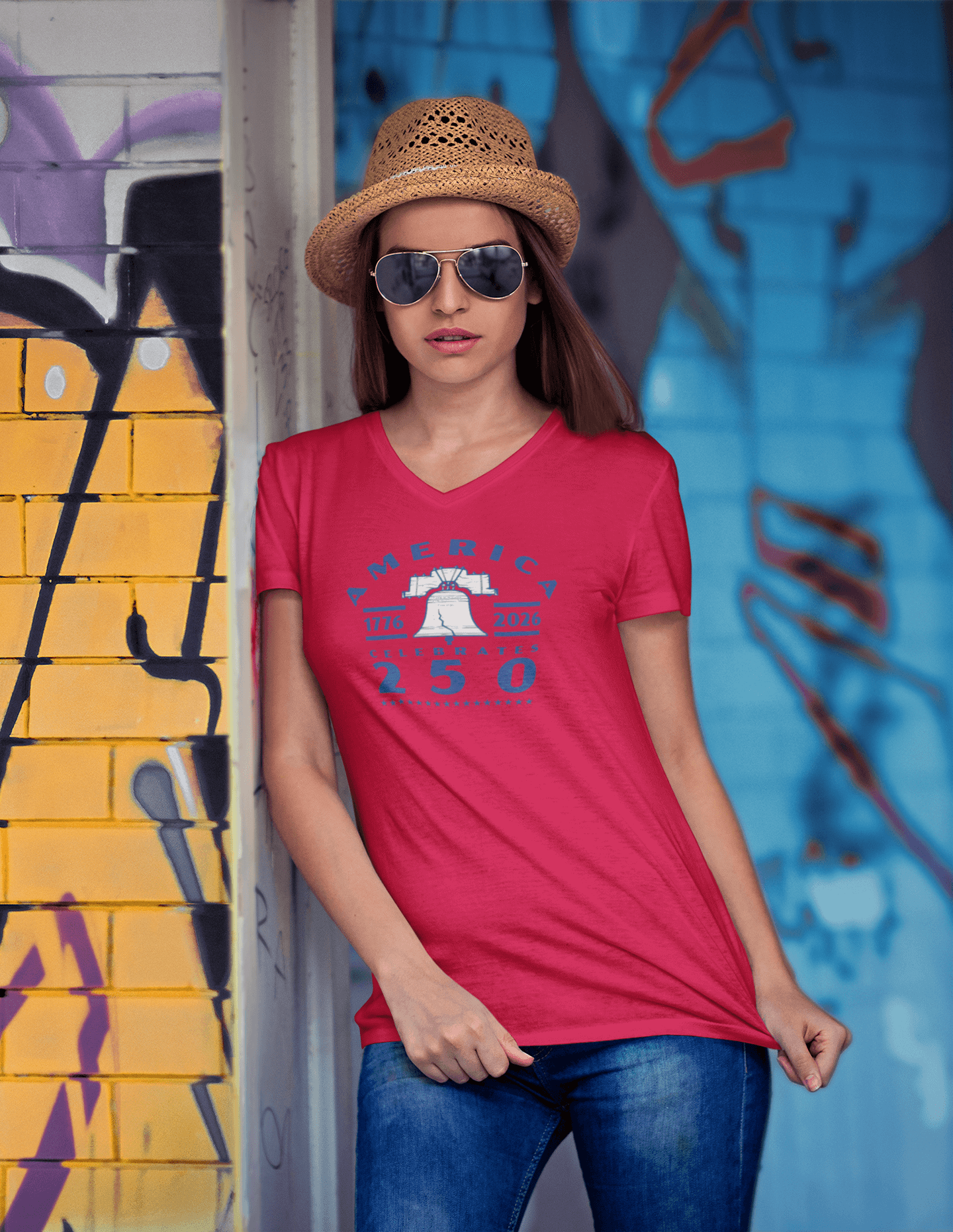 Liberty Rings: America Celebrates 250 - Ladies V-Neck