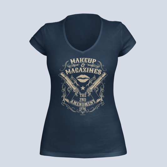 Makeup and Magazines - 2A T-Shirt - Ladies V-Neck