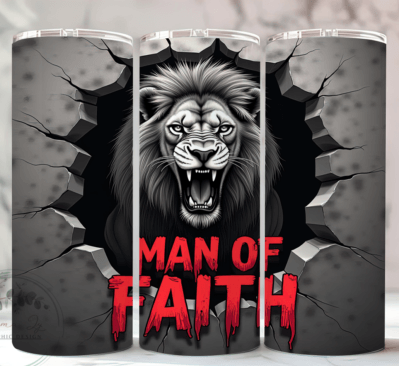 Tumbler - Man of Faith 3D Roaring Lion  - 20 Oz