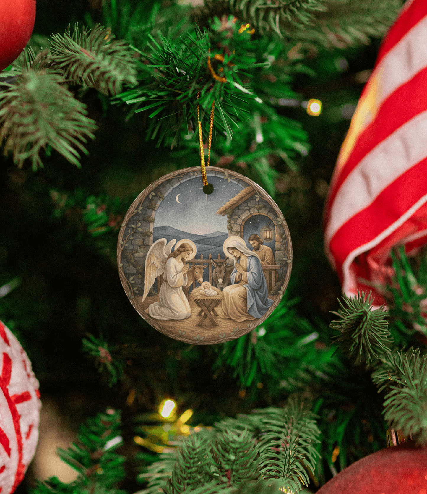 Nativity Scene Ceramic Ornaments – Sold Individually