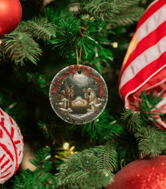 Nativity Wreath Ceramic Ornaments – Sold Individually