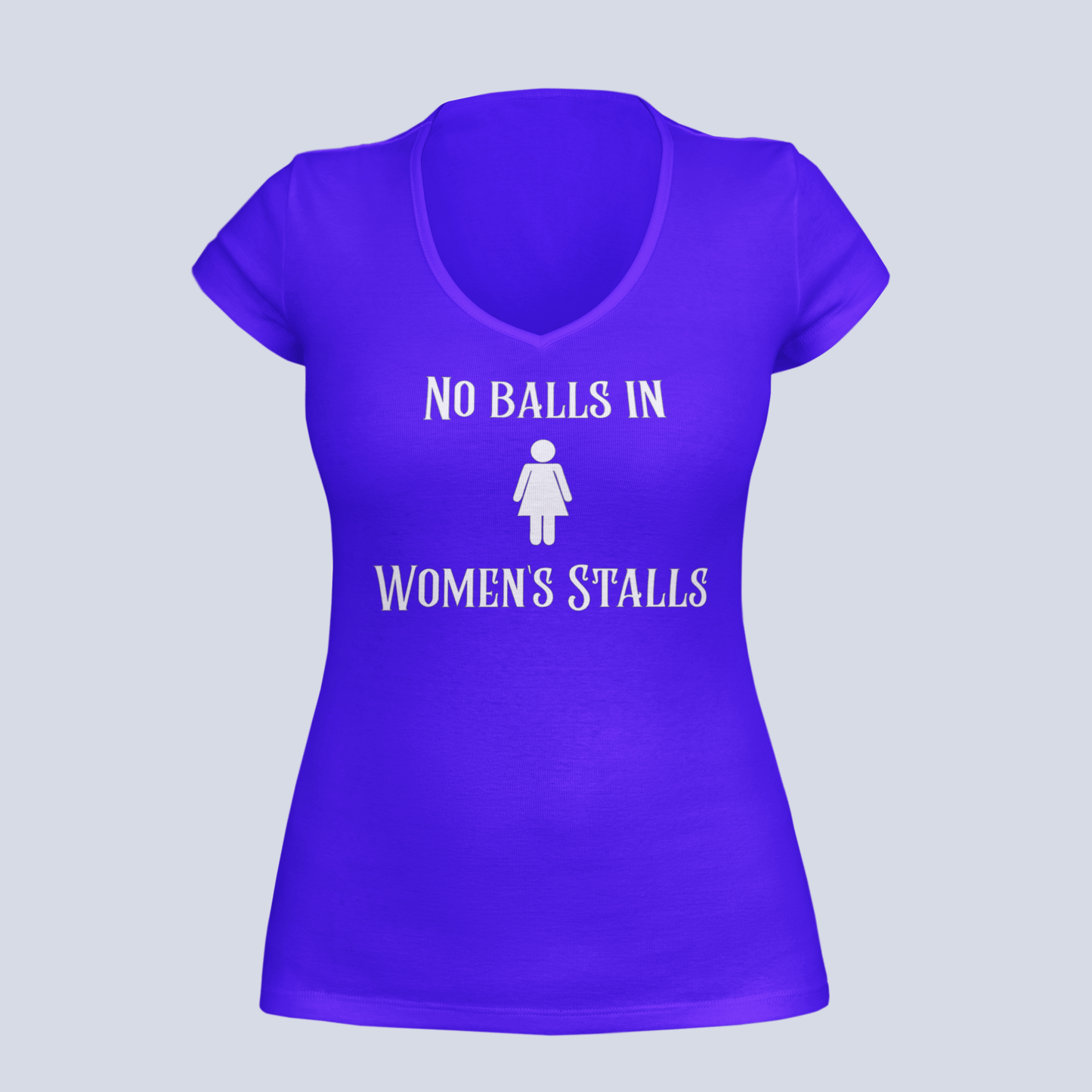 No Balls in Women's Stalls - Ladies V-Neck T-Shirt