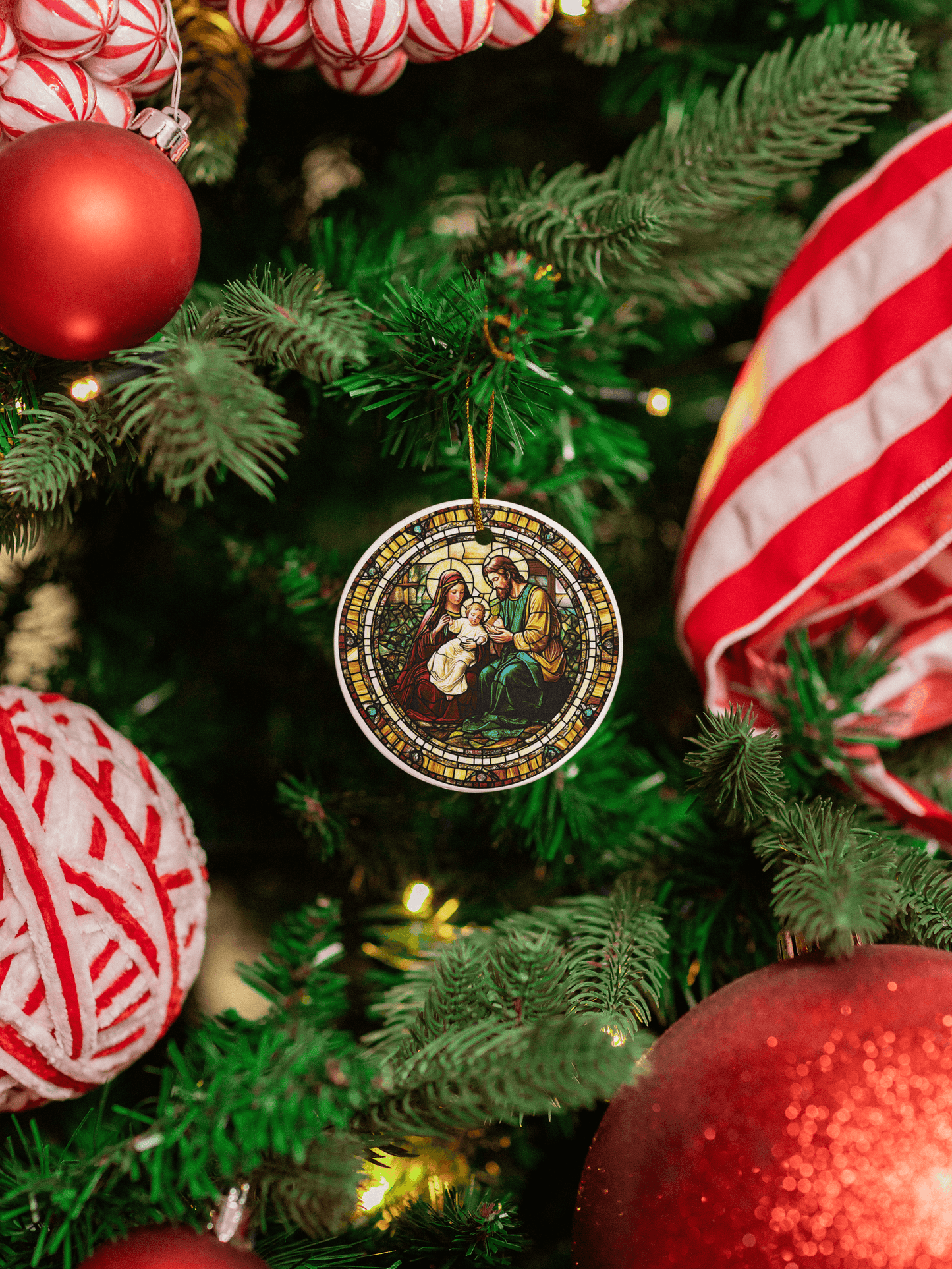 Sacred Stain Glass Look Ceramic Ornaments (13 designs)