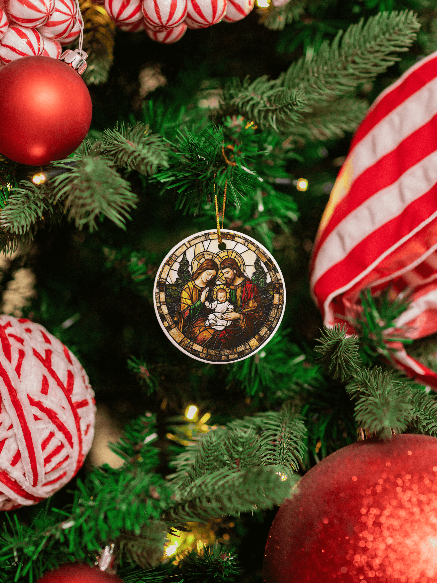 Sacred Stain Glass Look Ceramic Ornaments (13 designs)