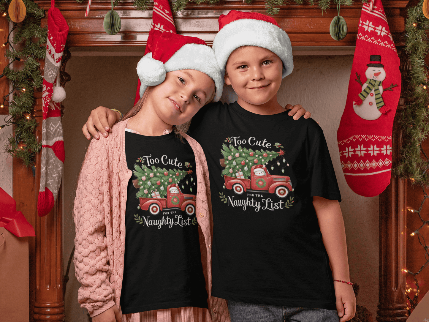 Too Cute For Naughty List - Kids T-Shirts
