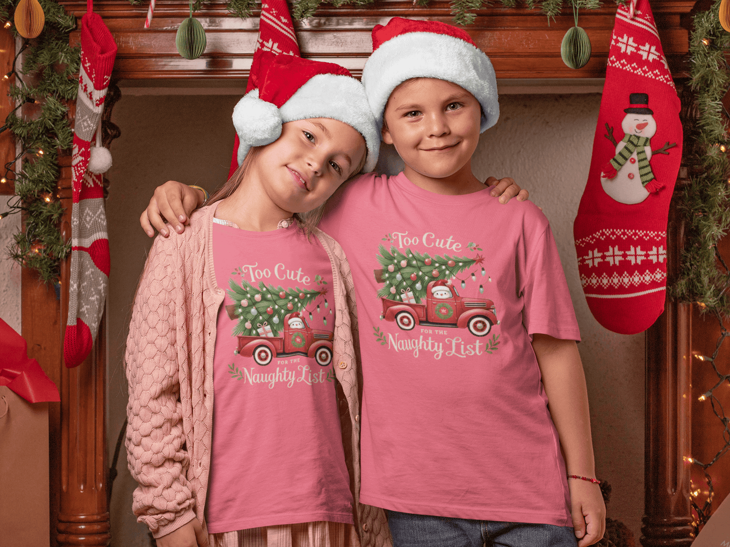 Too Cute For Naughty List - Kids T-Shirts