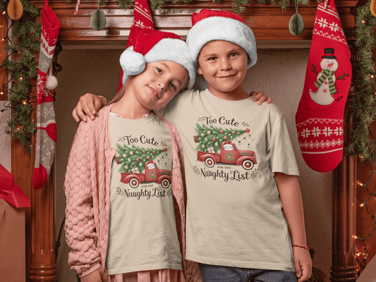 Too Cute For Naughty List - Kids T-Shirts