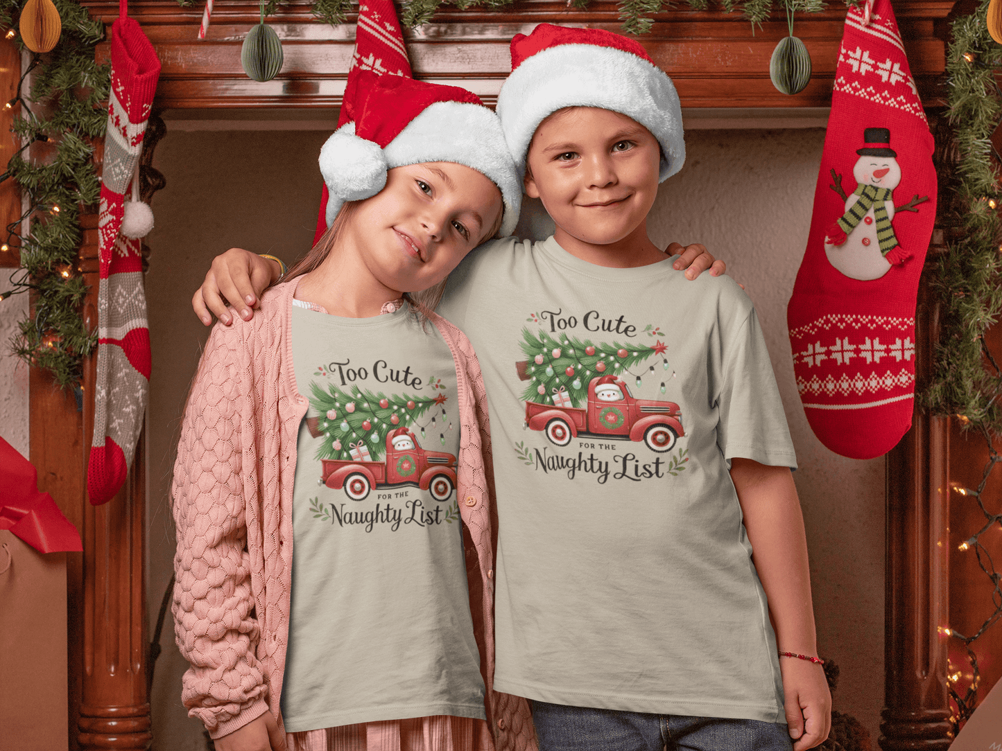 Too Cute For Naughty List - Kids T-Shirts