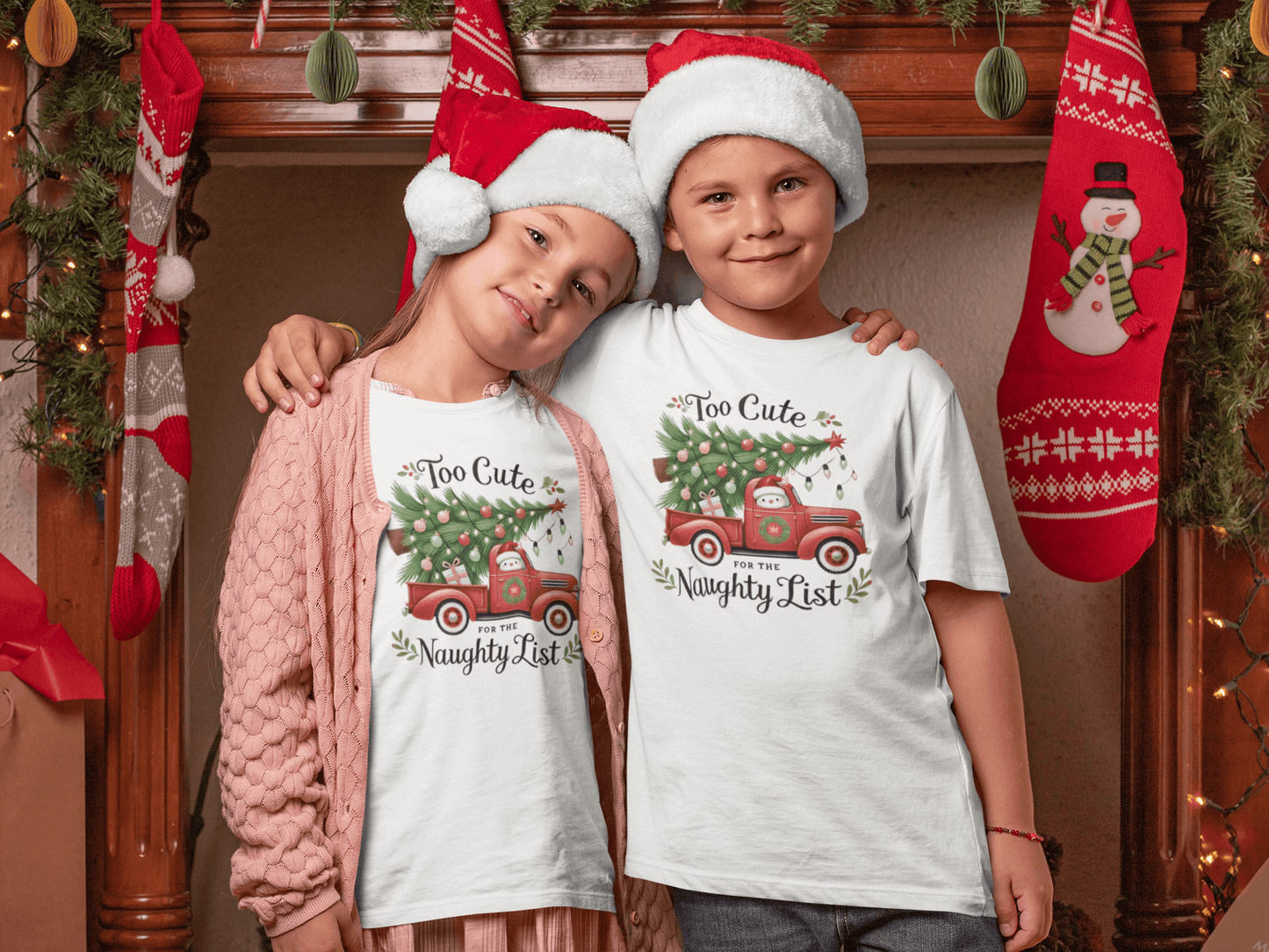 Too Cute For Naughty List - Kids T-Shirts