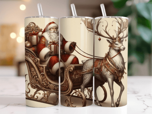 Vintage Santa & Sleigh - 20 Oz Tumbler