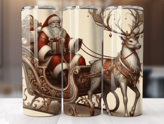 Vintage Santa & Sleigh - 20 Oz Tumbler