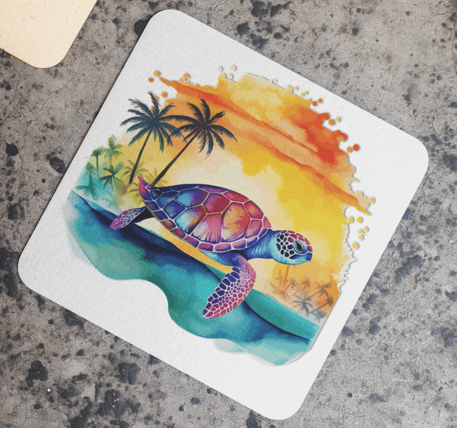 Watercolor Splash Sea Turtle Coasters