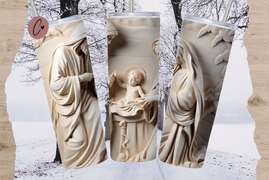 3D Jesus, Mary, Joseph Nativity -  20 Oz Tumbler