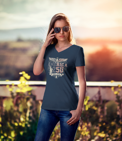 America 250: Born Free, Still Standing Tee - Ladies V-Neck