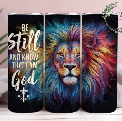 Be Still and Know Colorful Lion  - 20 Oz Tumbler