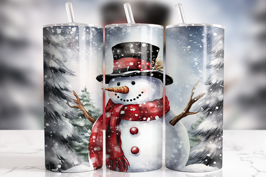 Snowman with Top hat - 20 Oz Tumbler