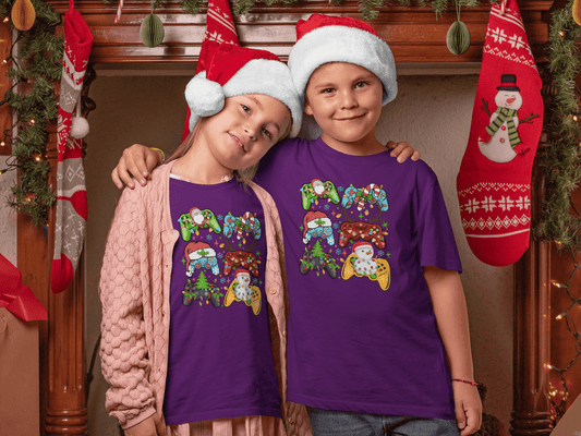 Christmas Game Controllers - Kids T-Shirts