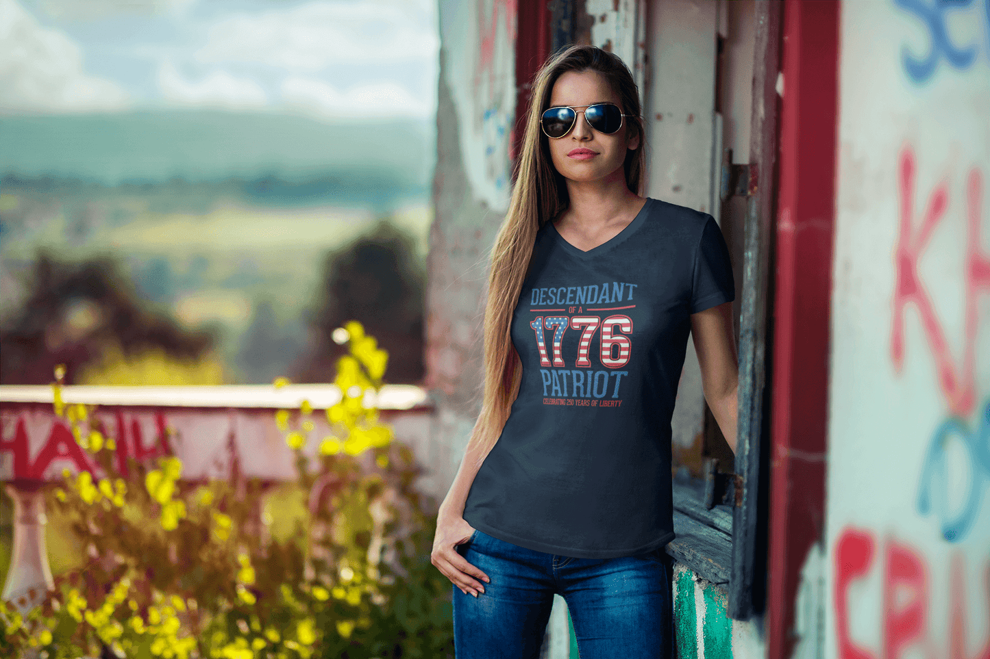Descendant of 1776: Legacy of Liberty - Ladies V-Neck