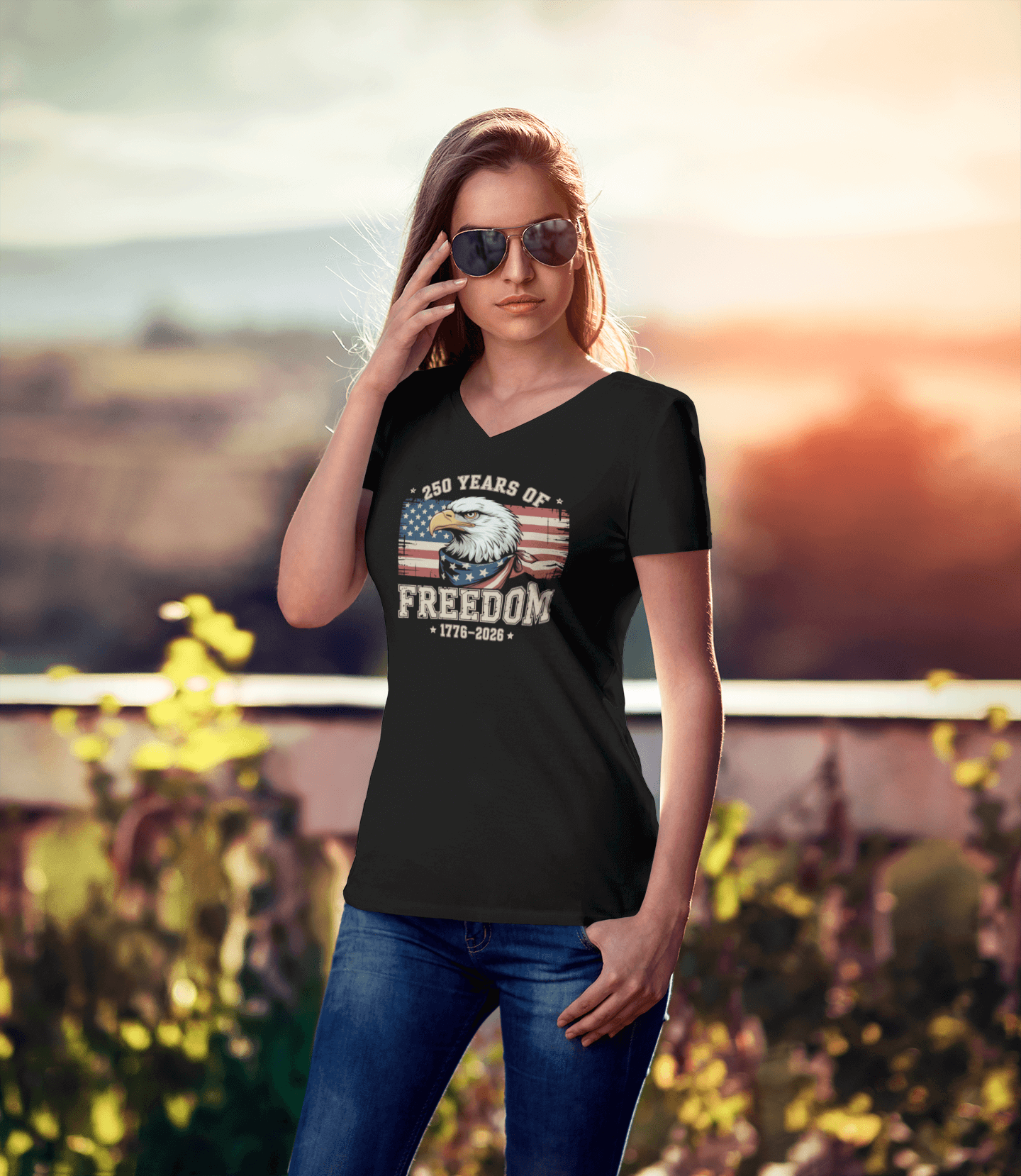 Freedom Unbroken: 250 Years Strong - Ladies V-Neck
