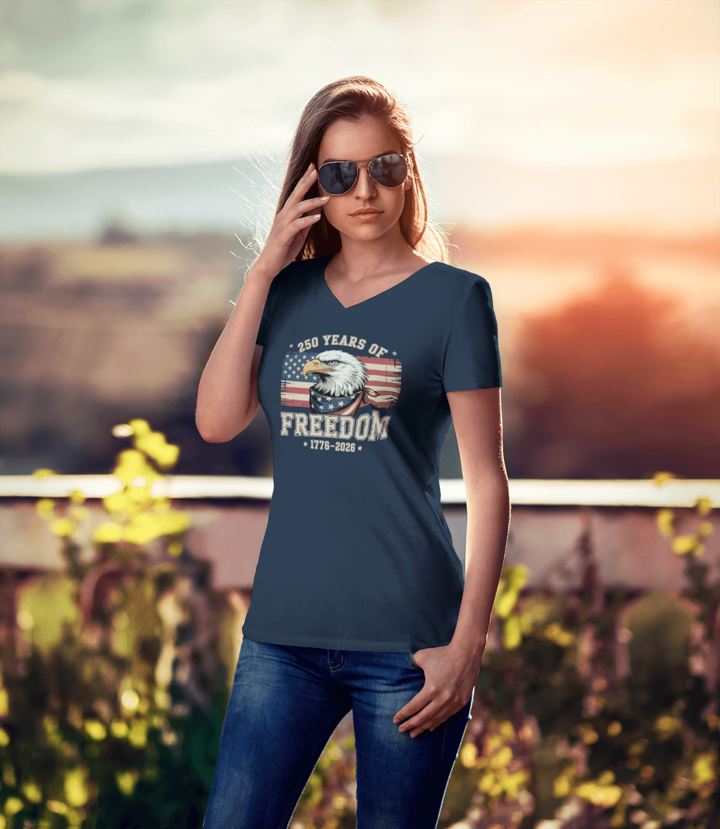 Freedom Unbroken: 250 Years Strong - Ladies V-Neck
