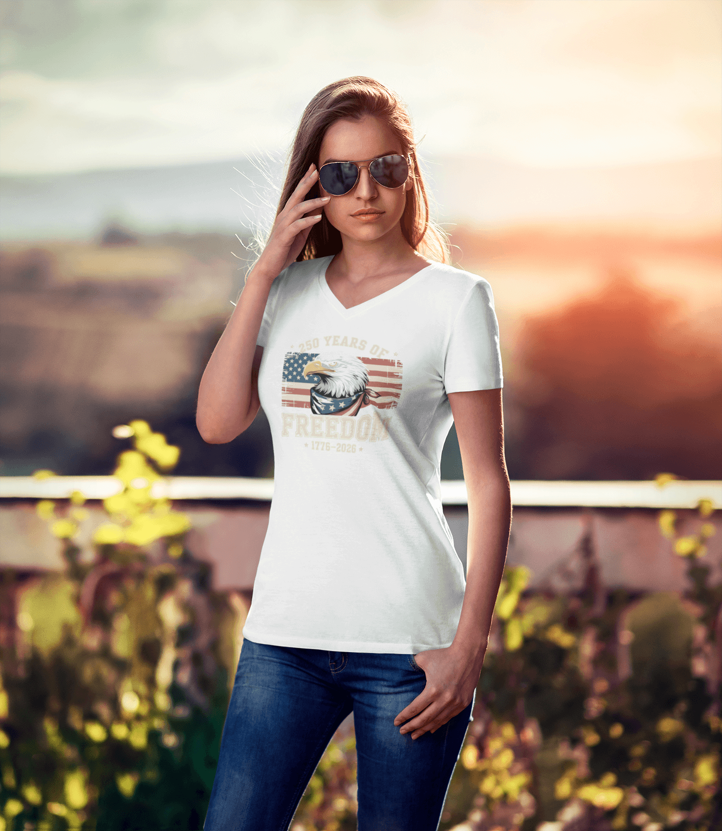 Freedom Unbroken: 250 Years Strong - Ladies V-Neck