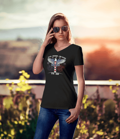 Faith & Freedom: 250 Years Under God - Ladies V-Neck